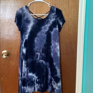 Tie Dye Shift Dress with Criss Cross Back
